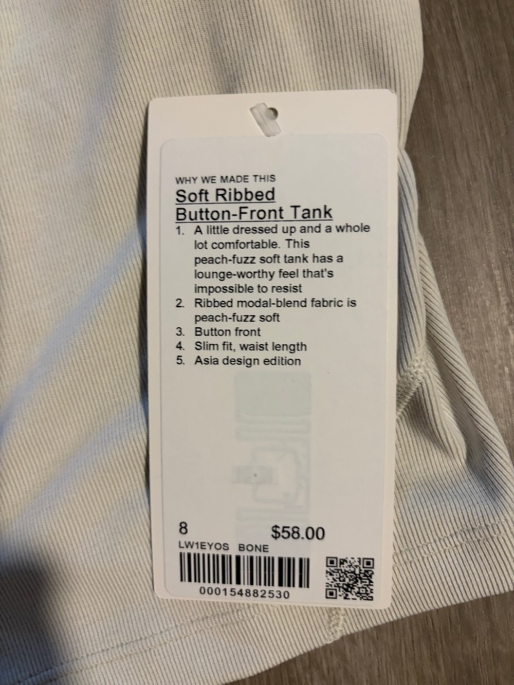 Lululemon soft ribbed button front tank - Picture 2 of 3